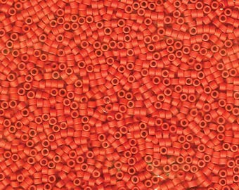 DB795-TB Matte Opaque Vermillion Dyed, Miyuki Delica Cylinder beads, Factory tubed, 7.2 grams