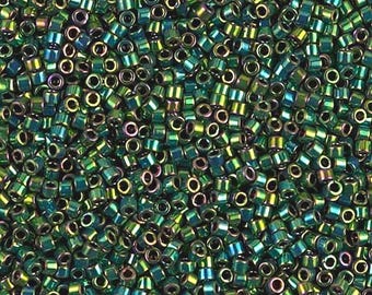 DB27 Metallic Green Iris, Miyuki Delica Cylinder beads, 7.8 grams