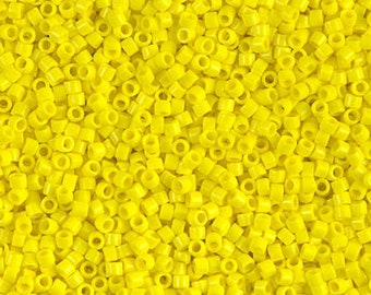 DB0721 Opaque Yellow, Miyuki Delica Cylinder Seed beads, 7.6 grams, 2-inch tube