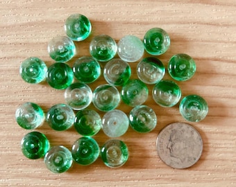 Czech Hurricane Pressed Glass Rondelle Beads, Green Swirl Mix (25 Pieces)
