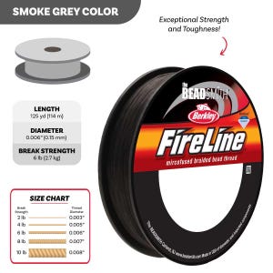 The BeadSmith Fireline Braided Bead Thread: Nylon, Waterproof (6 LB)