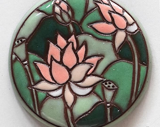 Featured listing image: Handcrafted Ceramic Lotus Flower Cabochon and Lentils, Golem Studio