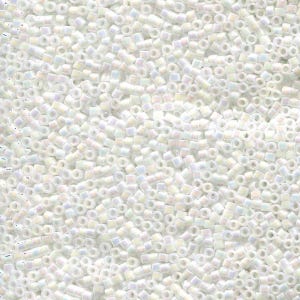 DB-0202 White PEARL AB 11/0 Delica Miyuki Cylinder beads, 7.6 grams approx.