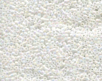 DB-0202 White PEARL AB 11/0 Delica Miyuki Cylinder beads, 7.6 grams approx.