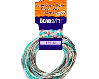 Rattail Silk Cord 2mm SERENITY - 4 colors, 12 yards (3 yards each color)