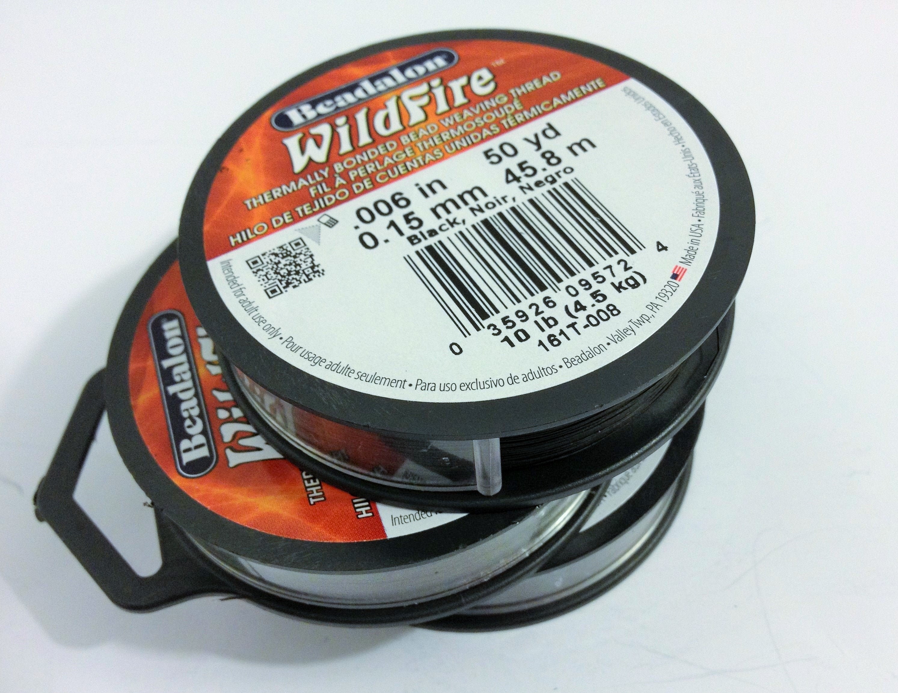 WILDFIRE, Black or White, 50 Yard Spool with hanging clip, Beadalon 0.006  Diameter Weaving Thread