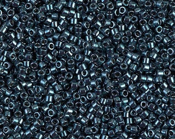 DB0451 Galvanized Dark Steele Blue, Miyuki Delica Cylinder Seed beads, 7.6 grams, 2-inch tube