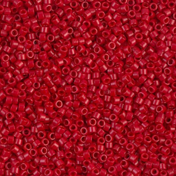 DB0791 Semi Frosted Opaque Bright Red Dyed, Miyuki Delica Cylinder Seed beads, 7.6 grams, 2-inch tube