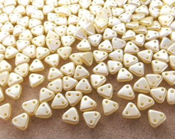 Cream Pearl CzechMates Triangle Beads: 6mm Czech Glass, 2-Hole (75-80 beads)