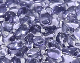 Preciosa Pip™ TANZANITE purple transparent pip beads, 5x7mm, 50 beads