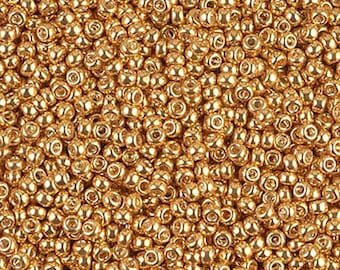 Miyuki 1053 Galvanized Yellow Gold 11/0 seed beads, 10 grams