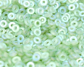 O bead® PERIDOT AB Matt, Light Green AB, matt finish,1 x 4mm, Czech Glass, 5 grams, (approx 160 beads)