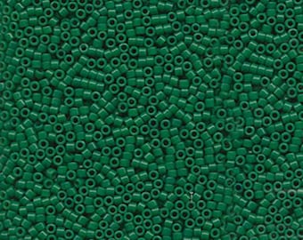 DB-DB0656 OPAQUE GREEN Dyed 11/0 Delica Miyuki Cylinder beads, 7.6 grams approx.