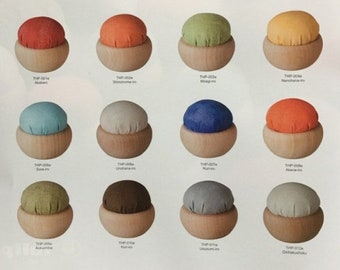 TULIP® Pin Cushion, Cherry Wood base, 12 colors matching the 12 months of the year, 1 piece pre-packaged