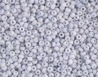 Miyuki 2026 Matt Fancy Frosted Palest Grey 11/0 seed beads, 10 grams