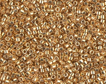 DB0410 Galvanized Yellow Gold, Miyuki Delica Cylinder Seed beads, 7.6 grams, 2-inch tube