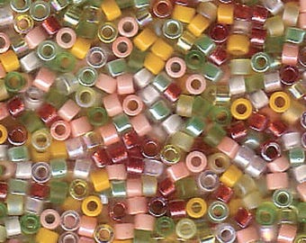 DBMIX09 11/0 Delica Miyuki Cylinder beads,PINK LEMONADE, 7.8 grams, 2" clear hanging tube