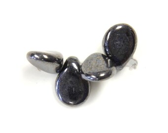 Preciosa Pip™ JET Hematite beads, 5 x 7mm, 50 beads, clear hanging tube