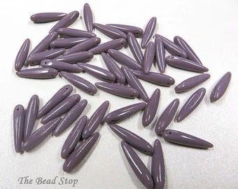 Opaque Violet Lilac Czech Glass Thorn Beads (25 Pieces)