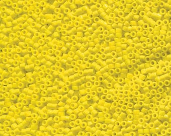 DB0721 Opaque Yellow, Miyuki Delica Cylinder Seed beads, 7.6 grams, 2-inch tube