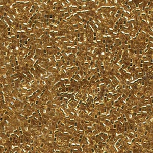 DB-0042 Silver Lined Gold, Miyuki Delica Cylinder Seed beads, 7.6 grams, 2-inch tube