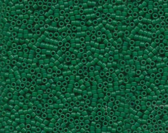 DB0656 Opaque Green Dyed, Miyuki Delica Cylinder Seed beads, 7.6 grams, 2-inch tube