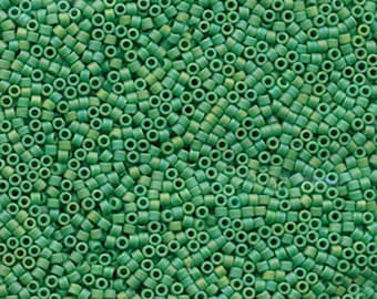 DB877-TB Matt Opaque Green AB Miyuki Delica Cylinder beads, Factory tubed, 6.8 grams