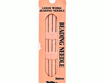 TULIP® Needles, LOOM Needles, 3  long 3 1/2 inch needles, flat hanging package, flexible rounded eye for strength