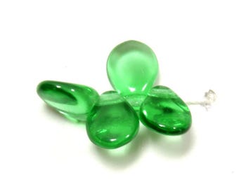 Preciosa Pip™ Light Emerald/Kelley Green Transparent beads, 5x7mm, 50 beads