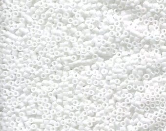DB-0200 Opaque CHALK WHITE 11/0 Delica Miyuki Cylinder beads, 7.6 grams approx.
