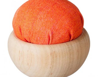 TULIP Pincushion: Cherry Wood Base, Japanese Cotton - Made in Japan