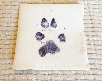 pet, paw print, bereavement gift, pet, dog print handkerchief, personalized gift for him, hankie, anniversary, animal hankie, pets