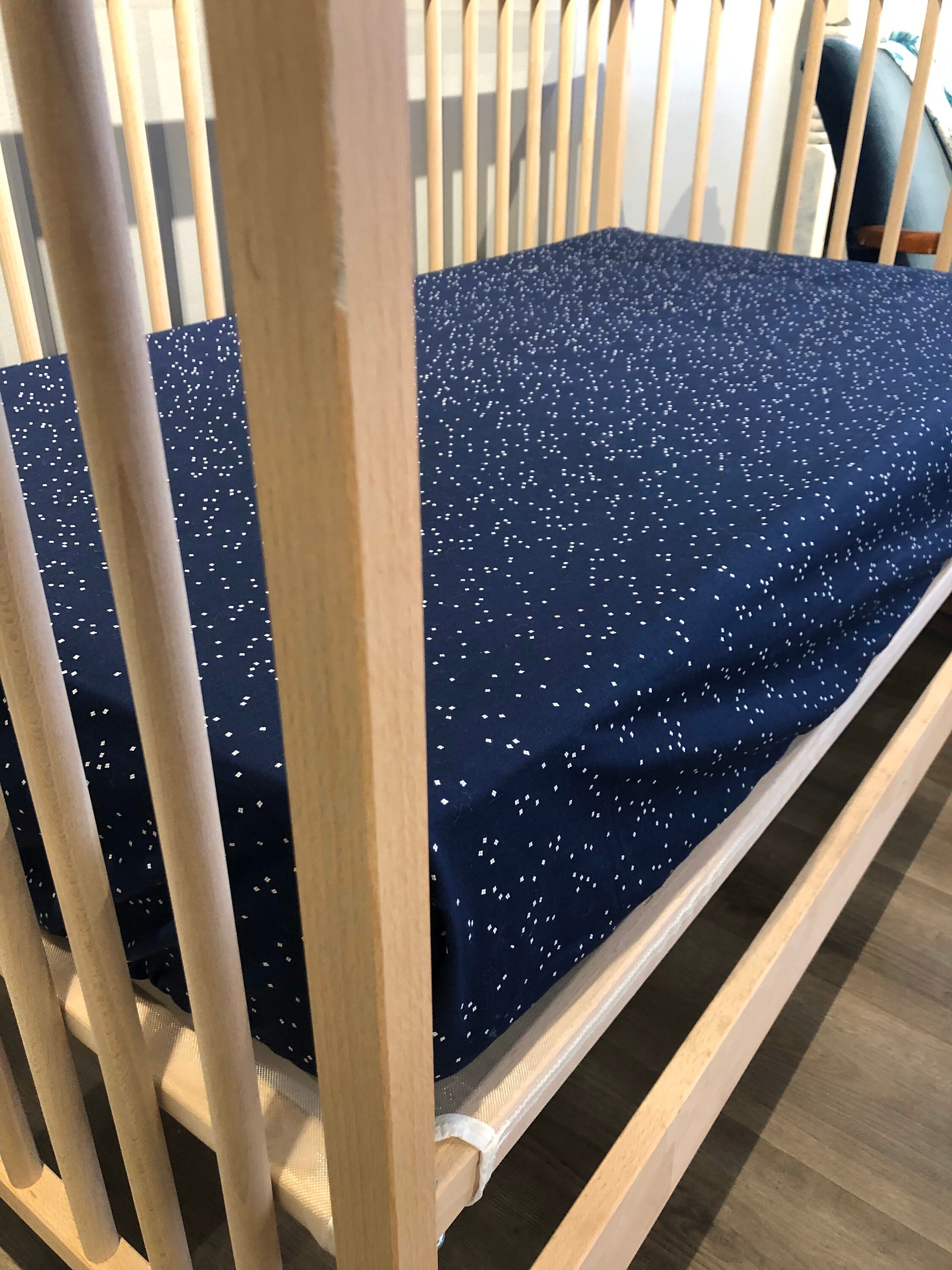 Stars On Dark Navy Baby Fitted Sheet Crib Sheet Baby Crib