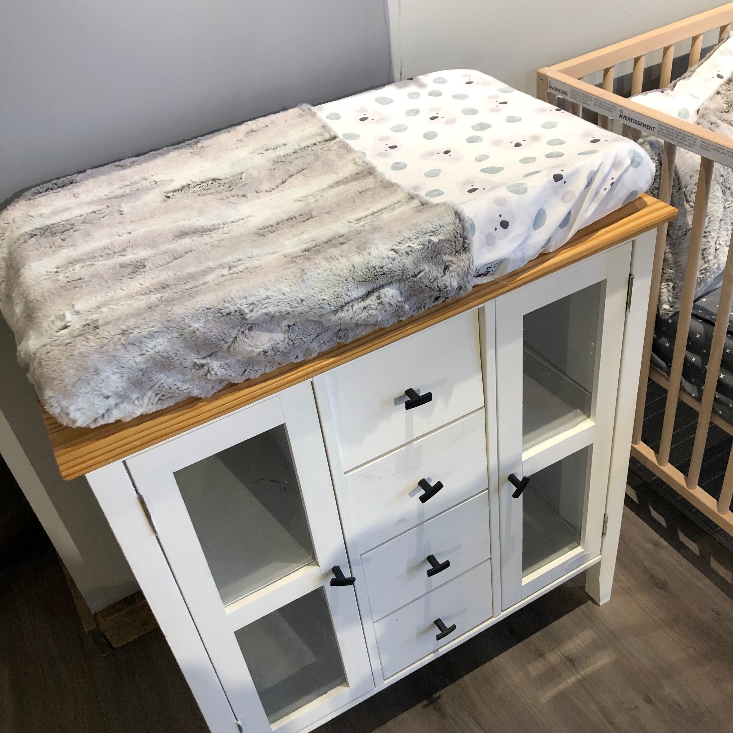 charcoal grey crib