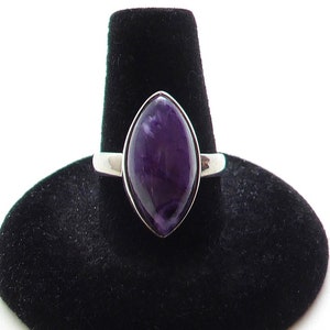 Vintage TGGC Sterling Silver 925 Marquise Domed Lepidolite Ring Size 8