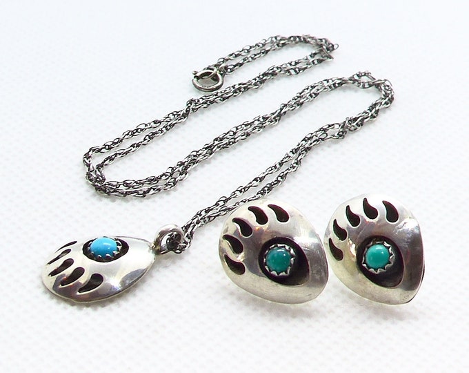 Vintage Richard Begay Navajo Sterling Silver 925 Shadowbox Bear Claw ...