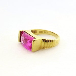 Vintage UTC Gold Plated 925 Sterling Silver Brilliant Cut Cushion Ruby Ring Size 6