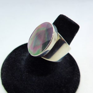 Vintage Desert Rose Trading Sterling Silver 925 Faceted Abalone Ring Size 6.75