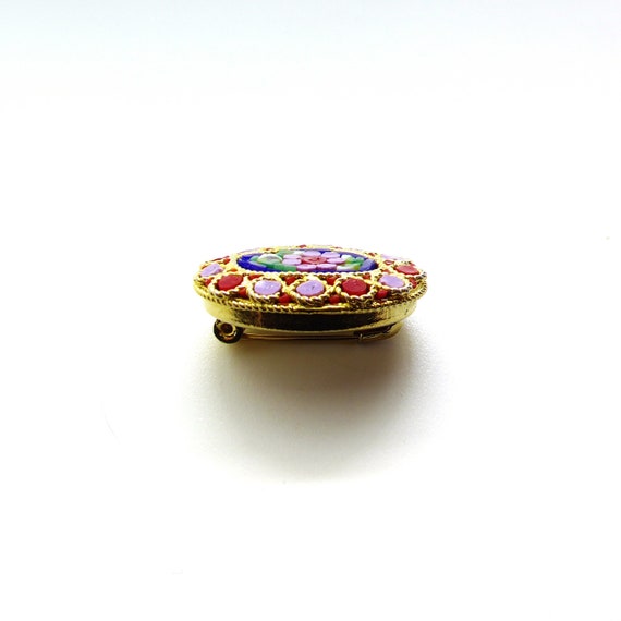 Vintage Micro Mosaic Rose Brooch With Star Millef… - image 5