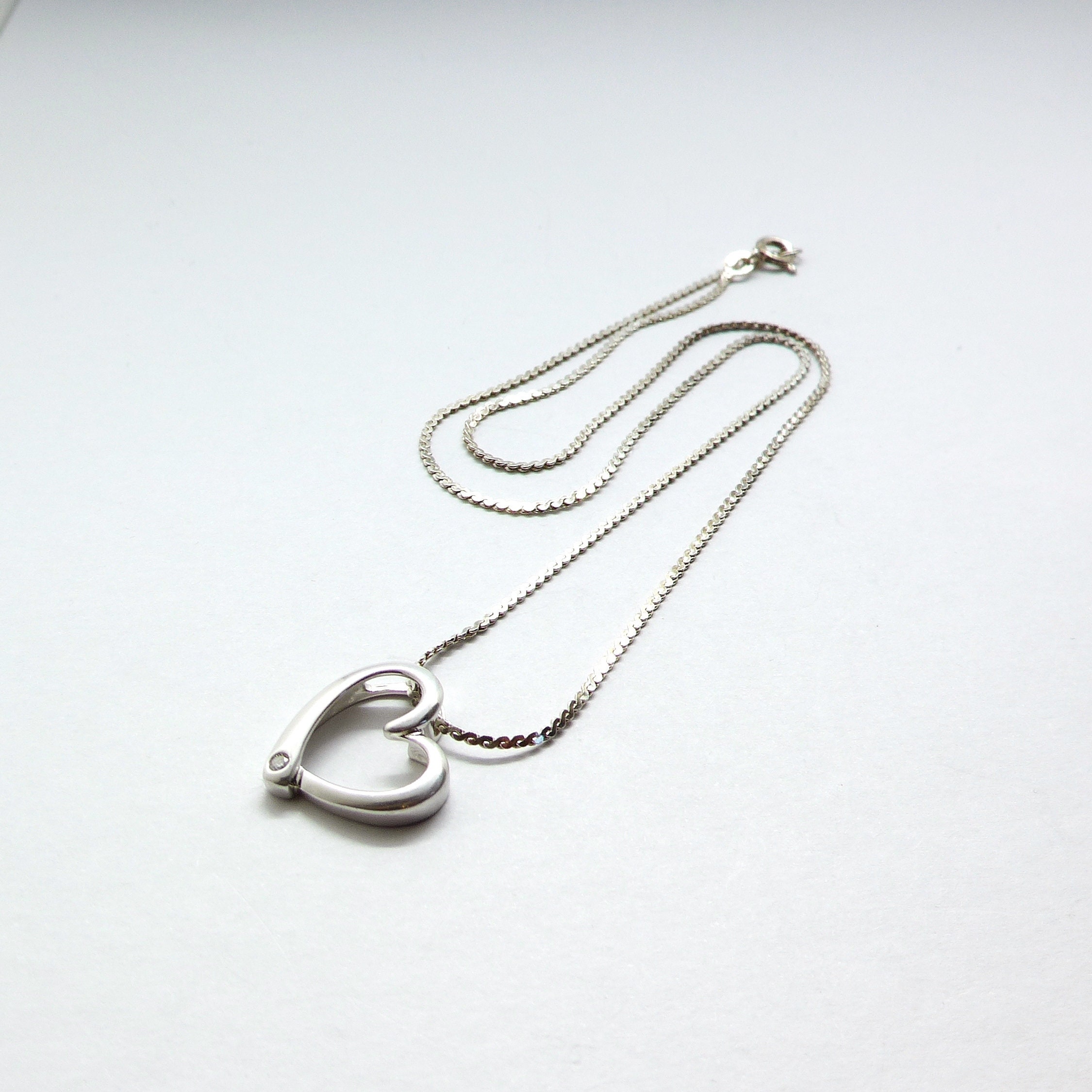 Vintage AJ Sterling Silver 925 Serpentine Chain Diamond