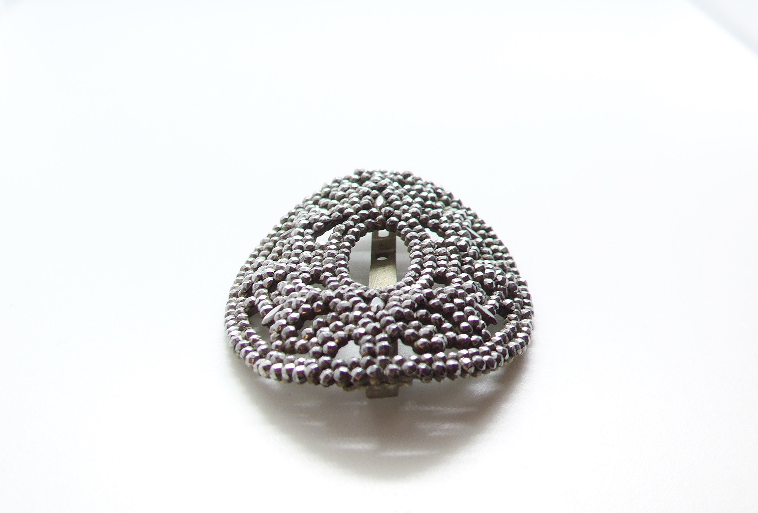 #2162, ANTIQUE LATE 1800\'s, LOUIS WOLFER, LW PARIS, ART DECO CUT STEEL BUCKLE 2 Antique Louis Wolfer LW Paris Art Deco Faceted Cut Steel  main image 4