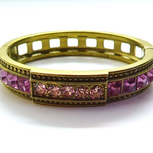 Vintage Heidi Daus Bronze Toned Light Amethyst Dazzling Swarovski Crystal Bracelet