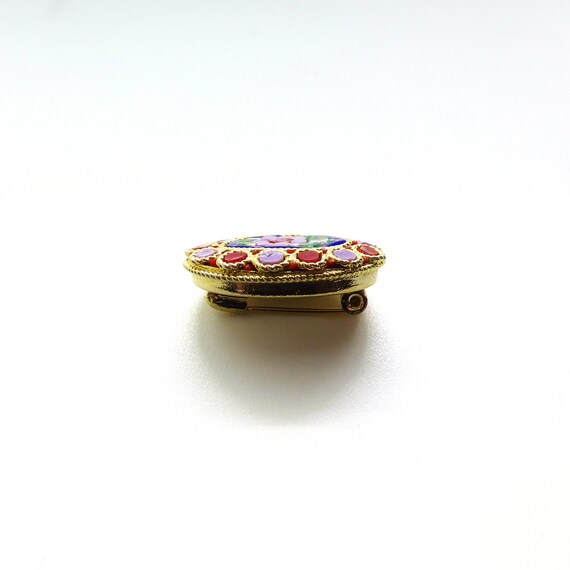 Vintage Micro Mosaic Rose Brooch With Star Millef… - image 4