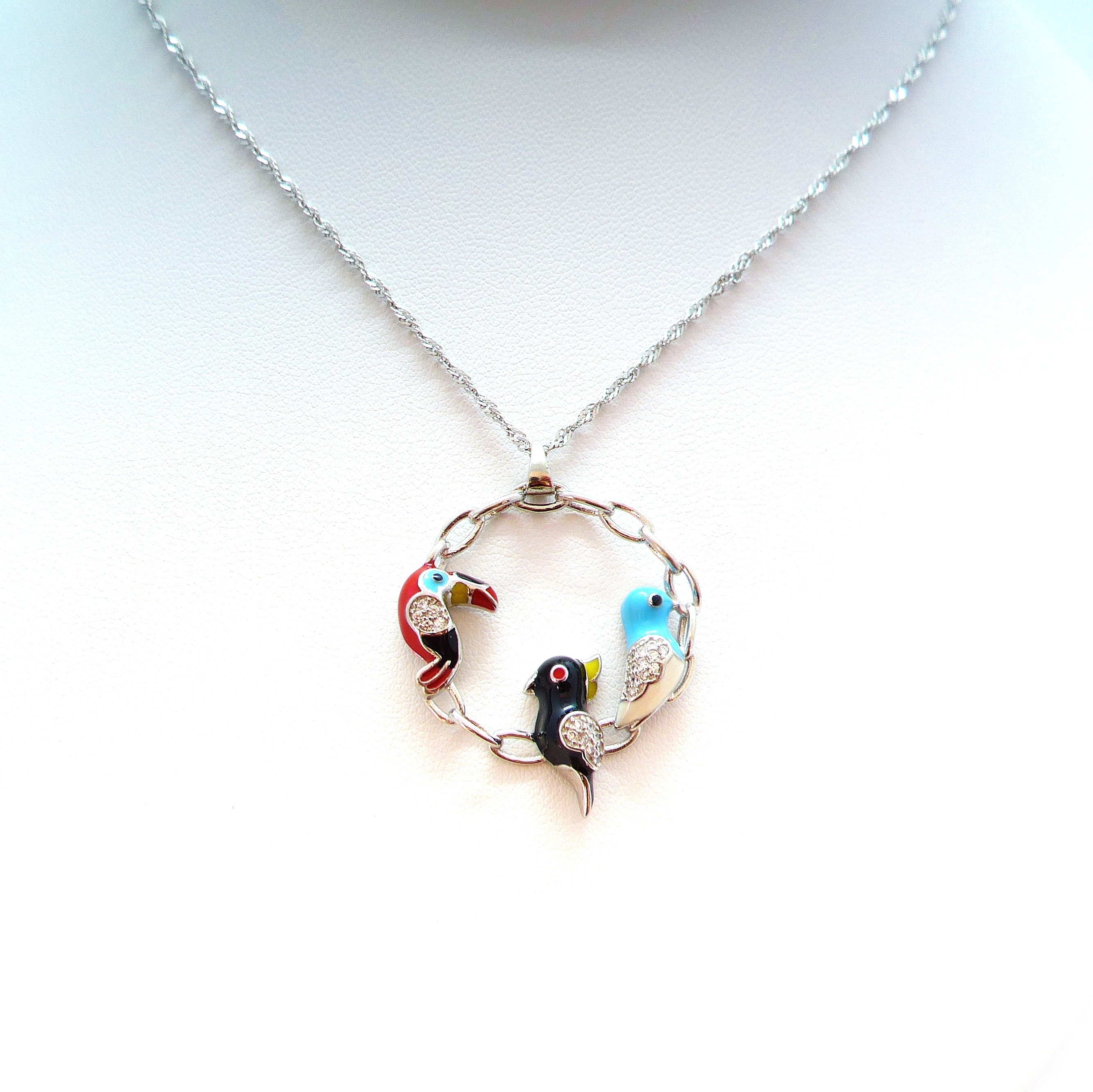 [韓国人気ジュエリー] nff ceramic pendant necklace Vintage Fuzion Creations FZN Sterling Silver 925 Enamel