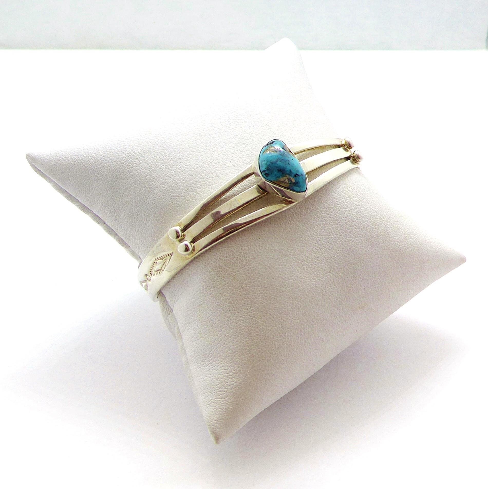 アクセサリー NAVAJO Silver Turquoise Edge Bangle Item # 733W- Wide Navajo Sea Foam Turquoise Thunderbird