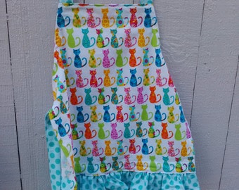 Size 4/5 Colorful Kitty Girls Apron