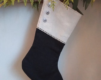 Black and Cream Linen Stocking