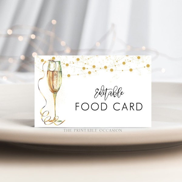 New Years Eve Party Food Tent Cards Template, New Years Eve Countdown Place Cards New Years Place Card New Years Eve Party Food Labels NY2