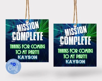 EDITABLE Laser Tag Gift Tags, 3" or 4" Laser Tag Gift Tags Templates, Laser Tag Birthday Party Favor Instant Download Party Gamer Party LT1