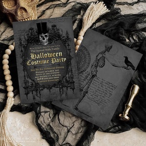 EDITABLE Halloween Invitation Party Template, Vintage Halloween Costume Party Invitation, Printable Adult Invitation, Instant Download H6